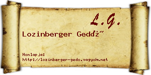 Lozinberger Gedő névjegykártya